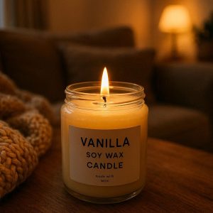 Rich Vanilla Soy Wax Candle - Cozy Home Ambiance